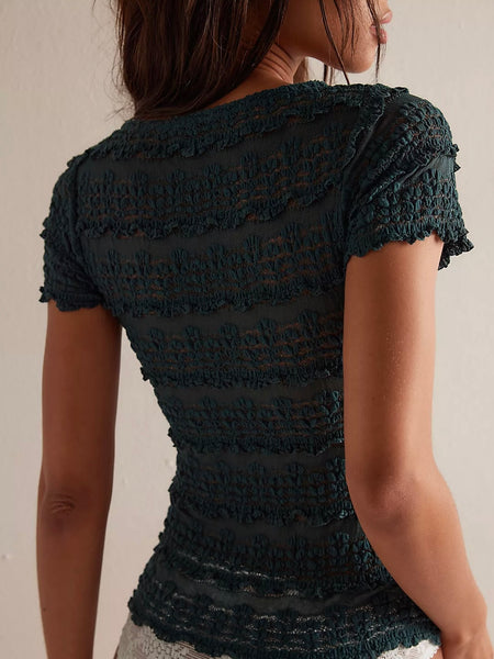 Free People Angelina Lace Tee - Seamoss