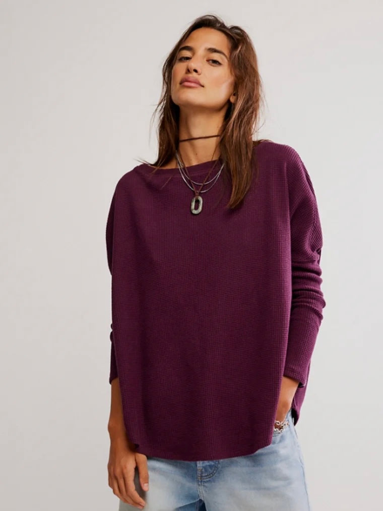 Free People Latte Blues Thermal - Chocolate Grape