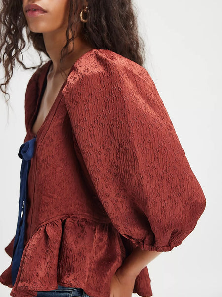 Free People Pamela Bow Top - Spiced Rum