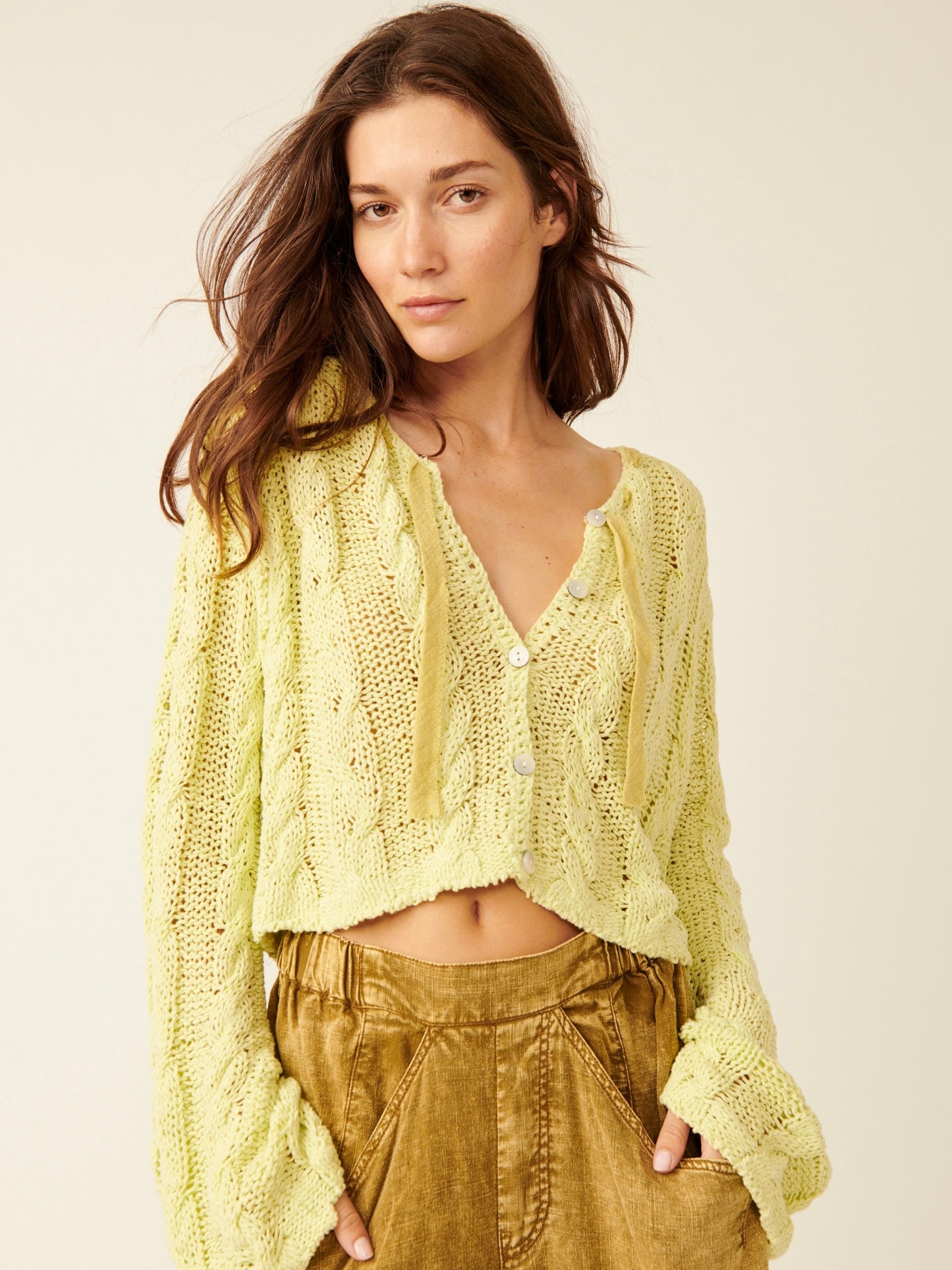 Free People Robyn Cardi- Bamboo Shoot