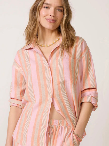 ZSupply The Perfect Striped Button Up - Tiger Lily