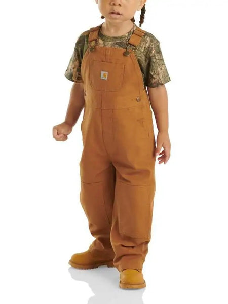 Kid's Carhartt Canvas Bib Overalls- Carhartt Brown