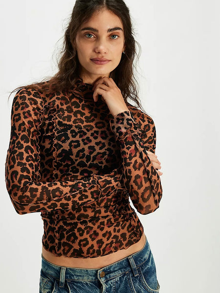 Free People Charlie Printed Mesh Top - Cats Meow