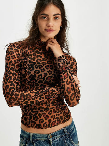 Free People Charlie Printed Mesh Top - Cats Meow