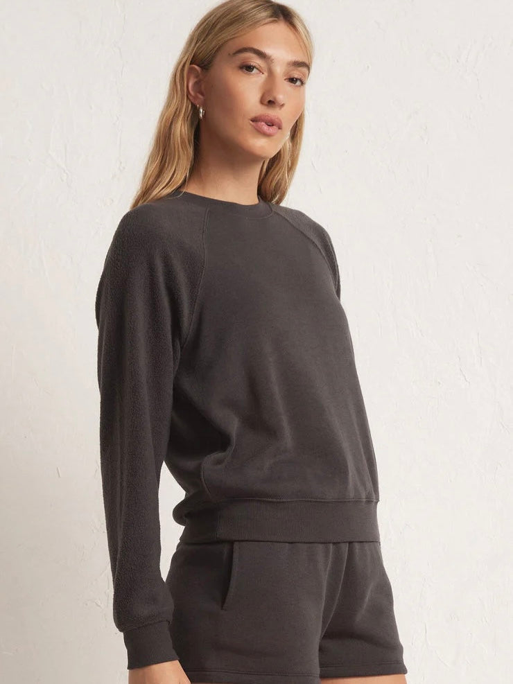 ZSupply Saldana Reverse Fleece Top - Asphalt