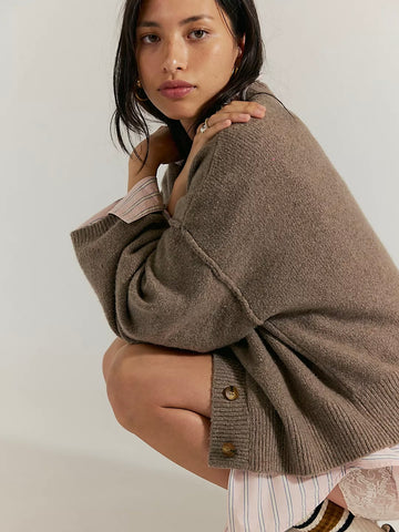 Free People Cool Of The Night Cardi - Mocha Melange