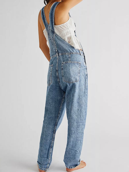 Free People Ziggy Denim Overalls - Powder Blue