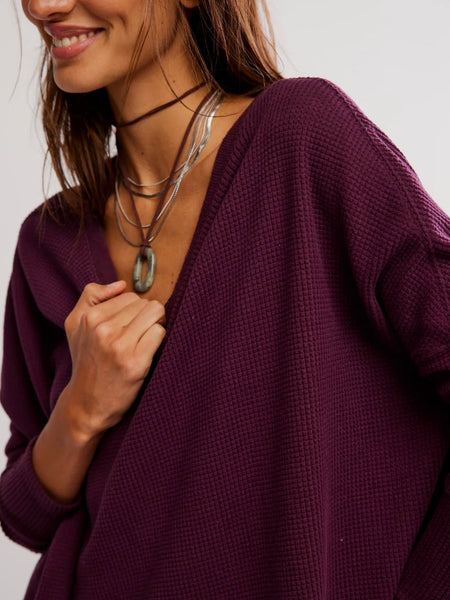 Free People Latte Blues Thermal - Chocolate Grape
