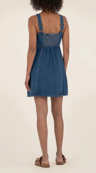 KUT Emiko A-line Sweetheart Dress - Dark Wash