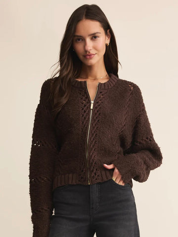 ZSupply Sundance Sweater Jacket - Chocolate Cherry