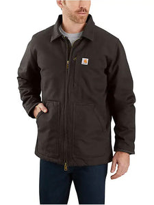 Carhartt Men's Sherpa Lined Field Washed Duck Jacket - Dark Brown