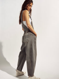 Free People Good Luck Barrel Overalls- Archive Grey