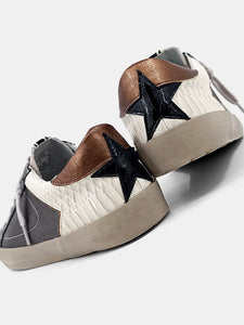 Paisley Star Sneakers- Bone Snake