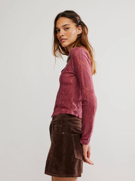 Free People Jae Knit Long Sleeve - Crushed Berry