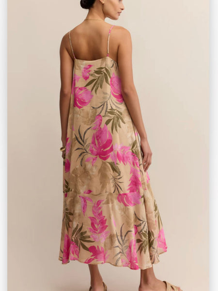 ZSupply Benson Tropical Midi Dress - Desert Tan