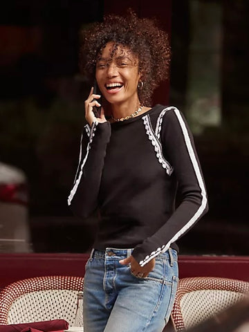 Free People Lost Love Long Sleeve - Black Combo