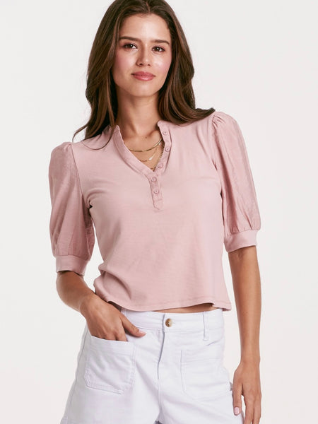 Tanner Puff Sleeve Top- Rose