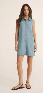 ZSupply New Day Twill Mini Dress - Light Vintage Indigo