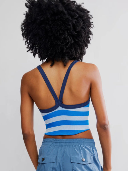 Free People All Clear Striped Cami - Light Cobalt Combo
