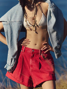 Free People We The Free Danni Shorts - Hot Rod Red