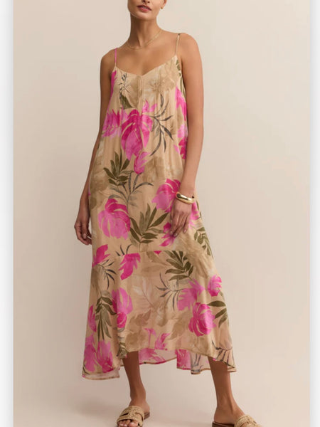ZSupply Benson Tropical Midi Dress - Desert Tan