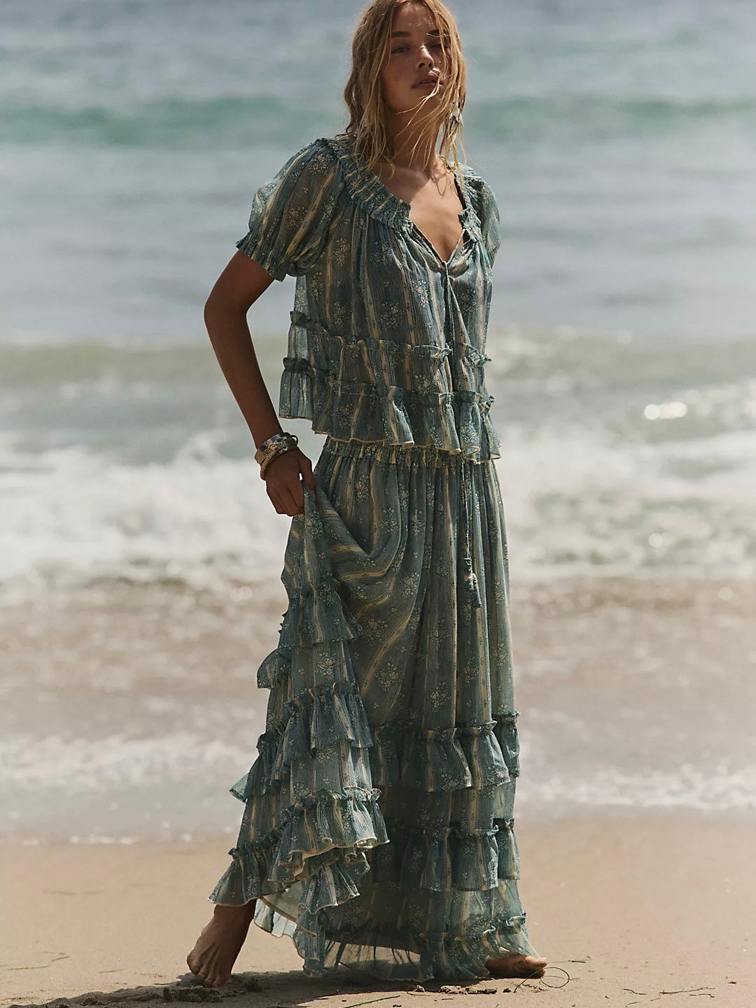 Free People Morning Maxi Set - Mineral Blue Combo