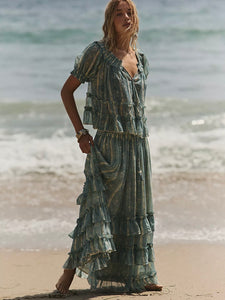 Free People Morning Maxi Set - Mineral Blue Combo