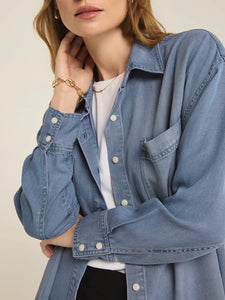 ZSupply Colbie Chambray Top - Sun Bleached Indigo
