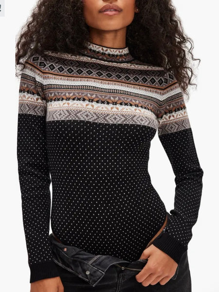 Free People Winter Warmer Bodysuit - Black Ivory Combo
