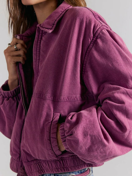 Free People One Birdie Washed Jacket- Roan Rouge