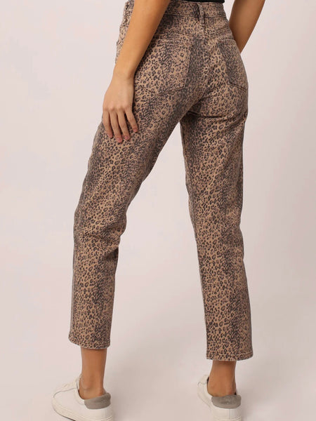 Blaire High Rise Ankle Slim Straight Jeans Snow Leopard