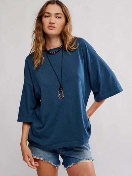 Free People Perfect Oversized Tee - Varsity Navy