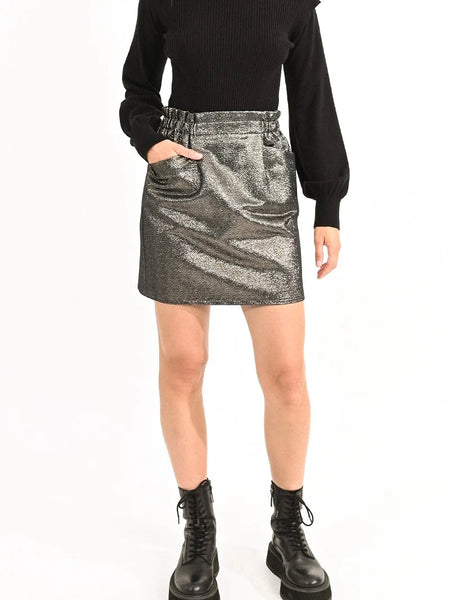 Mini Skirt With Iridescent Herringbone