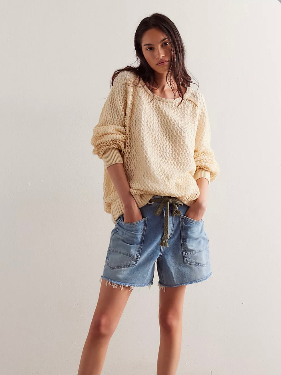 Free People Moxie Barrel Shorts - Truest Blue