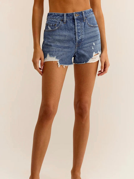 ZSupply Classic High Rise Denim Shorts- Vintage Indigo