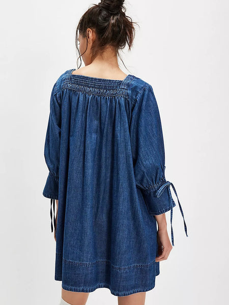Free People Sonora Denim Mini Dress - Midnight Rinse