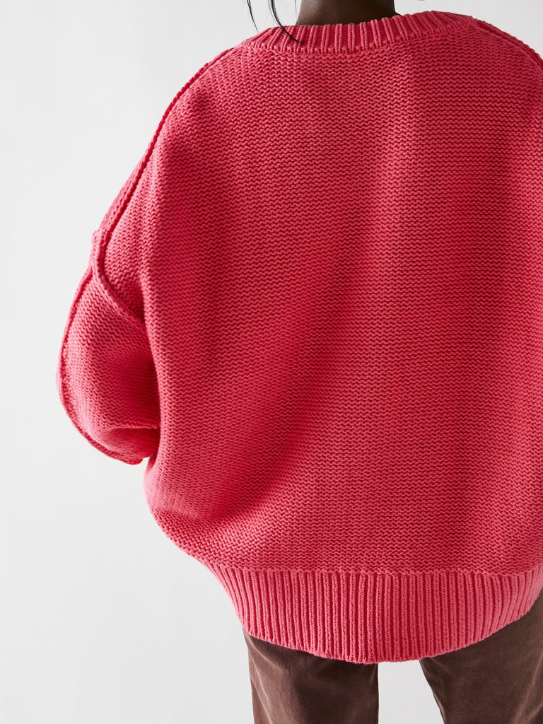 Free People Alli V-Neck Sweater-- Strawberry Spritz