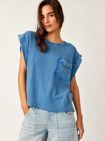 Free People Our Time Tee- Cobalt