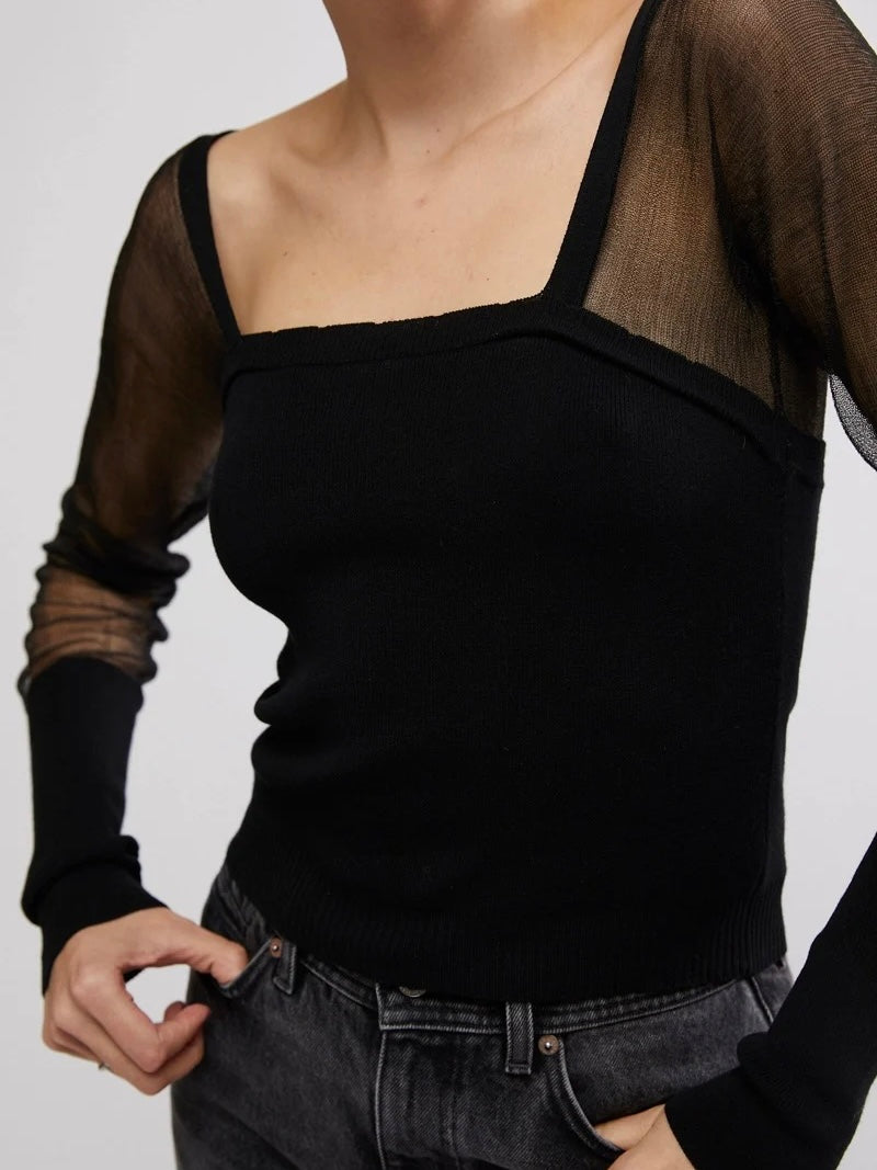 Free People Night After Night Long Sleeve - Black