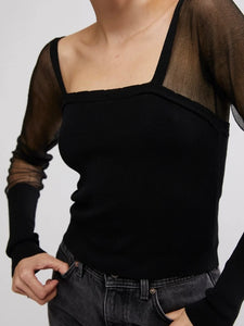 Free People Night After Night Long Sleeve - Black