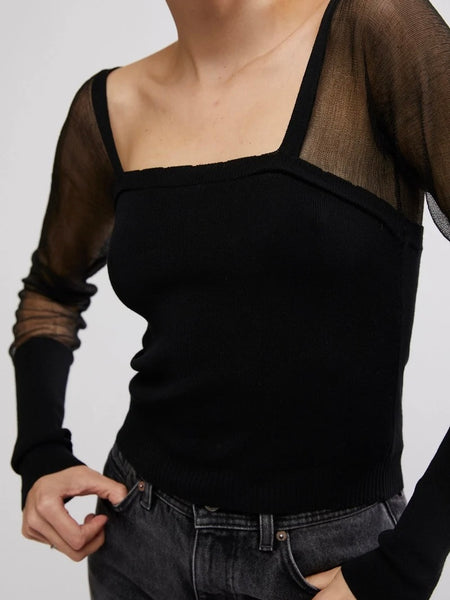 Free People Night After Night Long Sleeve - Black