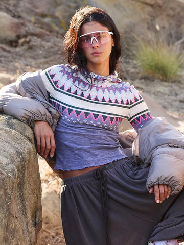 Free People Breathe Easy Printed Layer - Fairisle Graph