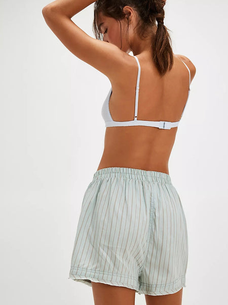 Free People We The Free Day To Day Striped Boxers - Misty Blue Combo