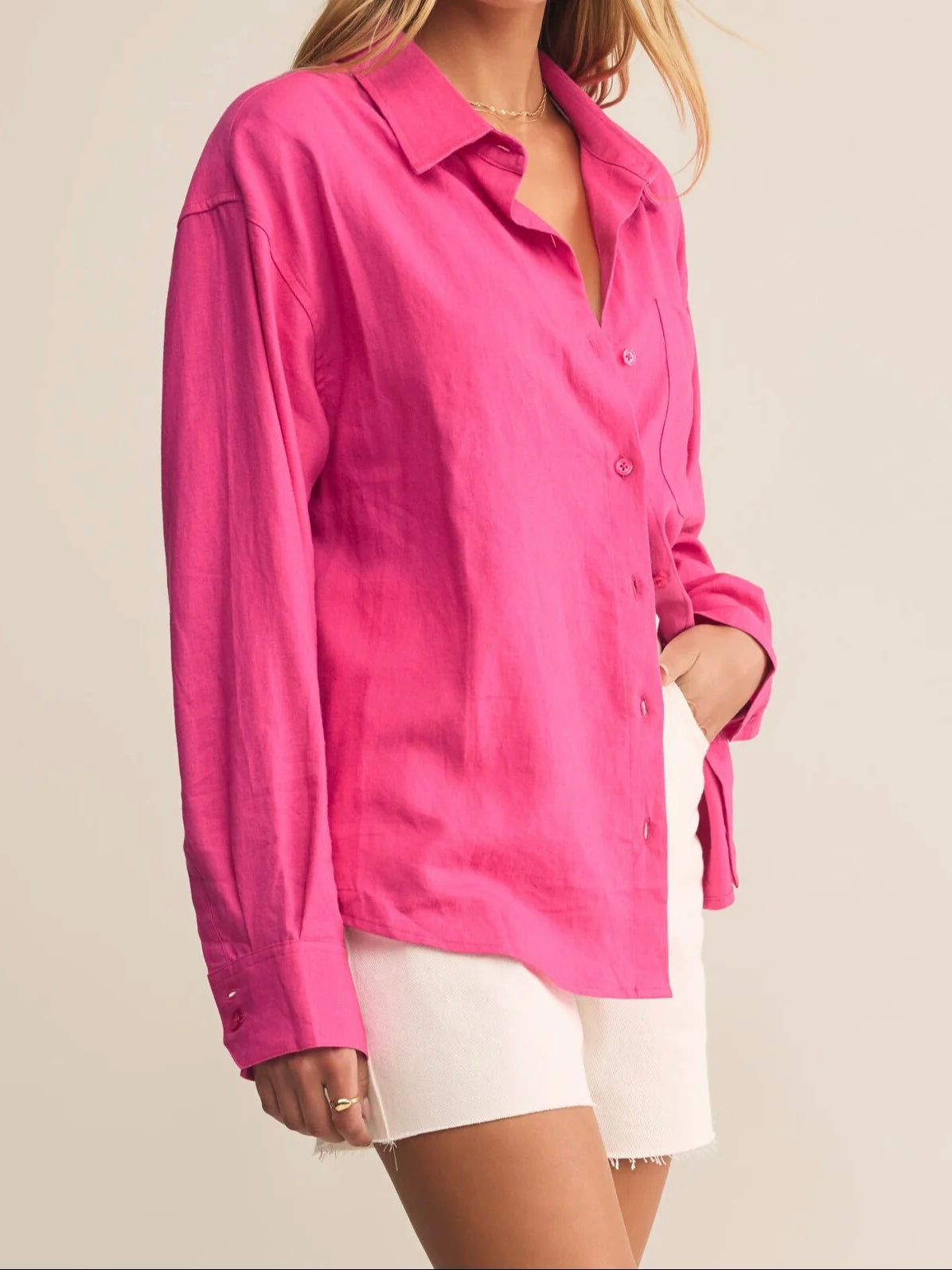 ZSupply Alfie Linen Button Up - Island Pink