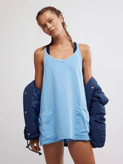 Free People Hot Shot Mini Dress - Riviera Blue