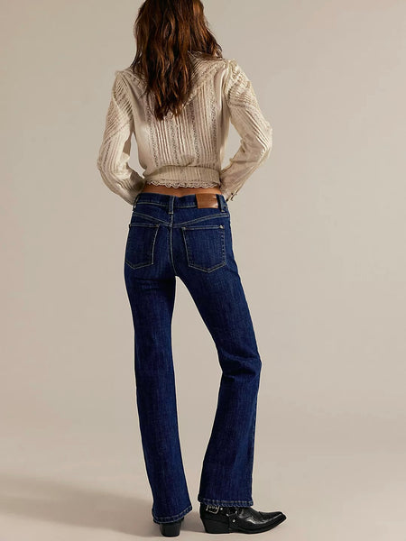 Free People Double Knot Straight Bootcut Jeans - Aegean