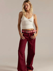 Free People Stride Straight 'n Wide Jeans - Syrah