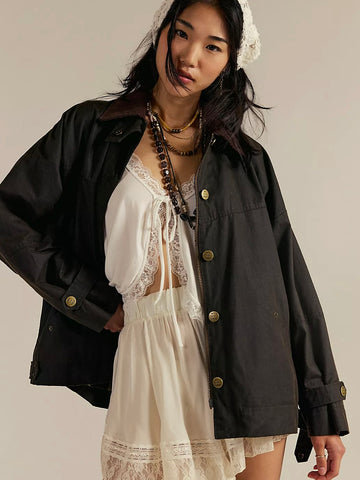Free People Cori Waxed Jacket - Olive
