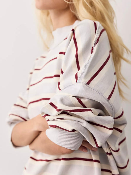 Palm Springs Striped Pullover-Washed Blue Combo
