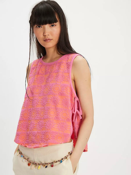 Free People Towel Terry Top - Pink Combo
